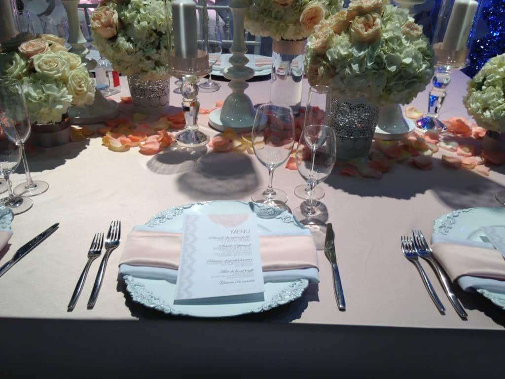 A table arrangement at an event